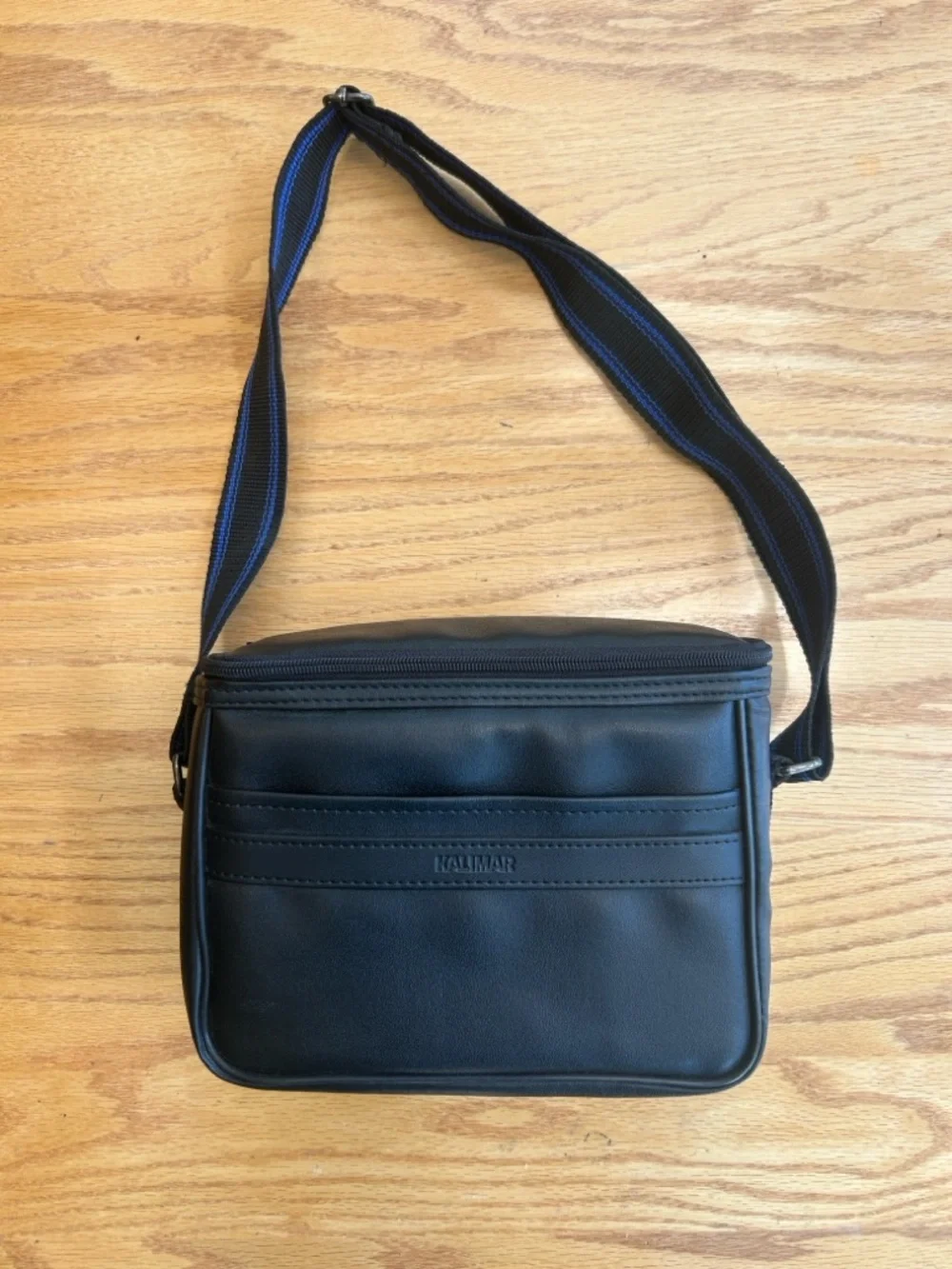 Kalimar‎ Black Leather Camera Carrying Bag Shoulder Strap Crossbody Compartments
